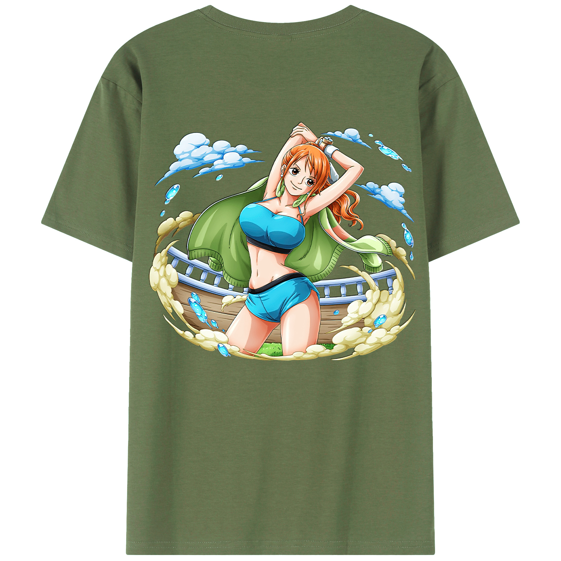 （画像用） ワンピース ナミ ONE PIECE Nami 綿100％ メンズ半袖Tシャツ（バックプリント） 通気性